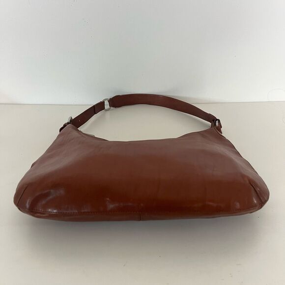 HOBO International Vintage Whiskey Smooth Brown Leather Flat Hobo Shoulder Bag - Picture 3 of 14